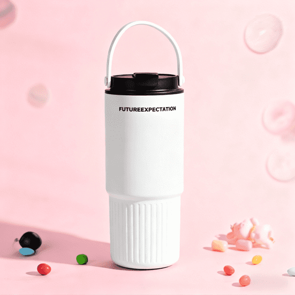 FTCBJJA Insulated Tumbler With Leak-Proof Lid And Straw,Insulated Stainless Steel 25 Oz,Silicone Straw Utilizing Travel Coffee Mug,Travel Coffee Mug Black and White