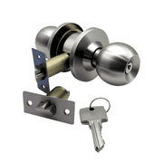 FTCBJJA Keyed Entry Ball Door Knob with Key, Stainless Steel Entry Door Handle Set, Interior and Exterior Door Lock for Home, Office, Silver