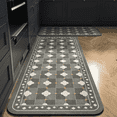thumbnail image 1 of SPACEMUSE Kitchen Rug Set 2 Piece, Modern Moroccan Soft Carpet, Neutral Geometric Distressed Rubber Backing, Machine Washable Non-Slip Mats for Kitchen, Hallway, Bathroom, 15.8"x23.7" + 15.8"x47.3", 1 of 6