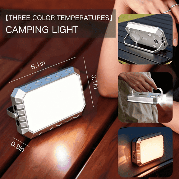 FTCBJJA LED Camping Light for Outdoor Lighting, 1000 Lumen, Wireless & USB-C Rechargeable with Magnetic Base & Hook, 3 Adjustable Light Modes, White