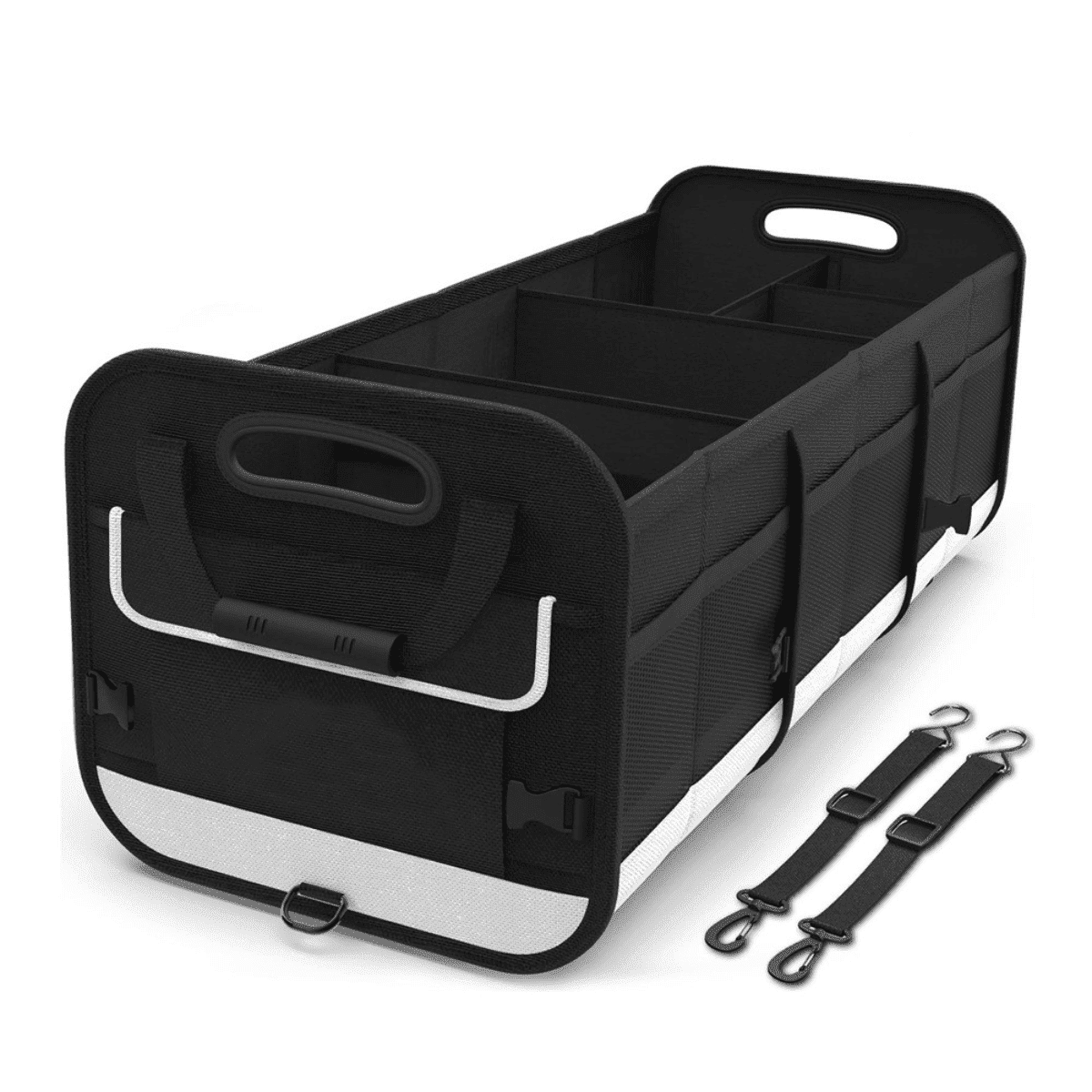 DUANJY Large Car Trunk Organizer with 5 Compartments Trunk Organizers and Storage, Reinforced Handle, Securing Straps, Trunk Organizer Available for Car, SUV, Minivan