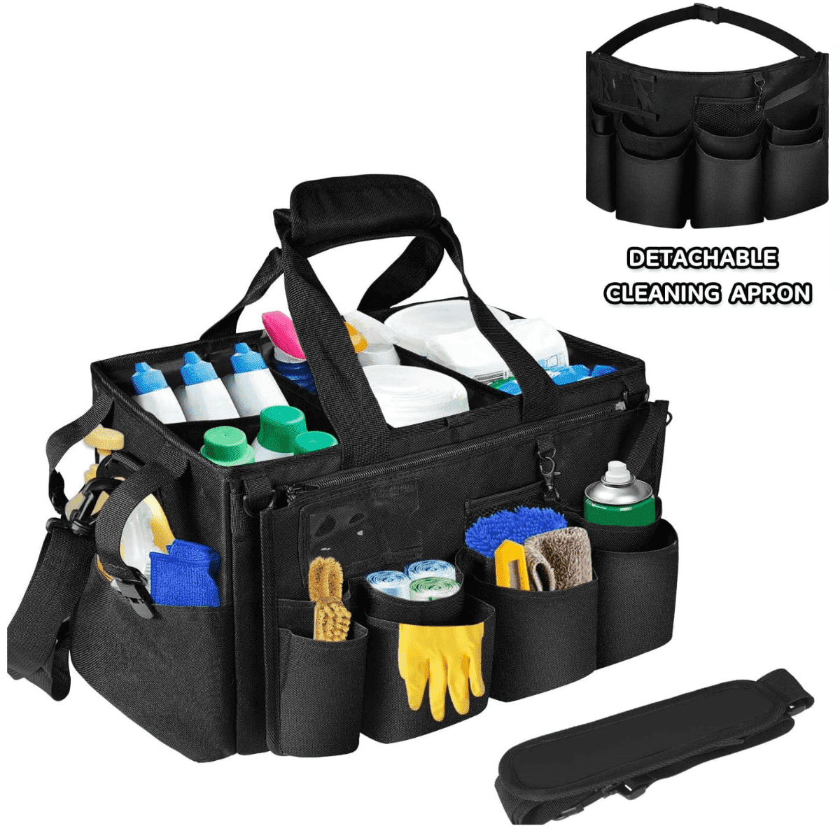 SpaceMuse Large Wearable Tool Organizer Bag, with Multiple Pockets & Sturdy Handles, Multifunctional for Cleaning Supplies & Tools&nbsp;for House & Bathroom
