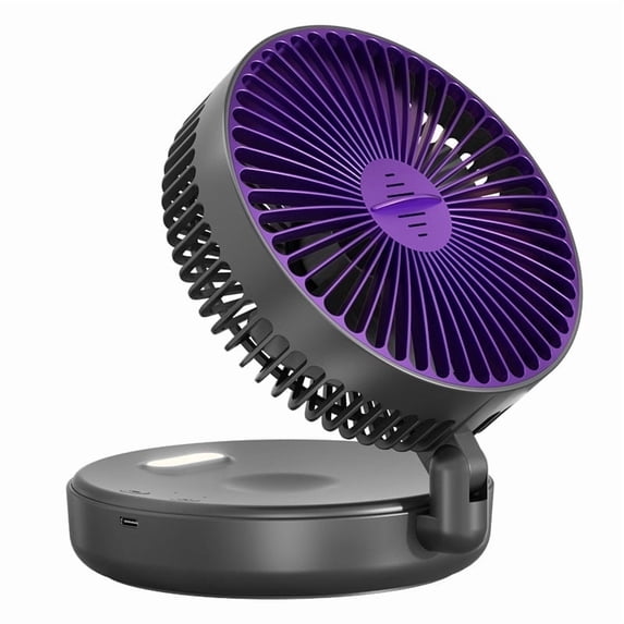 SpaceMuse Portable Desk Fan, USB Small Rechargeable Fan with 8-Hour Battery, 180°Tilt -3 Speeds Quiet Personal Fan for Bedroom Dorm Office Outdoor Camping (Gray)