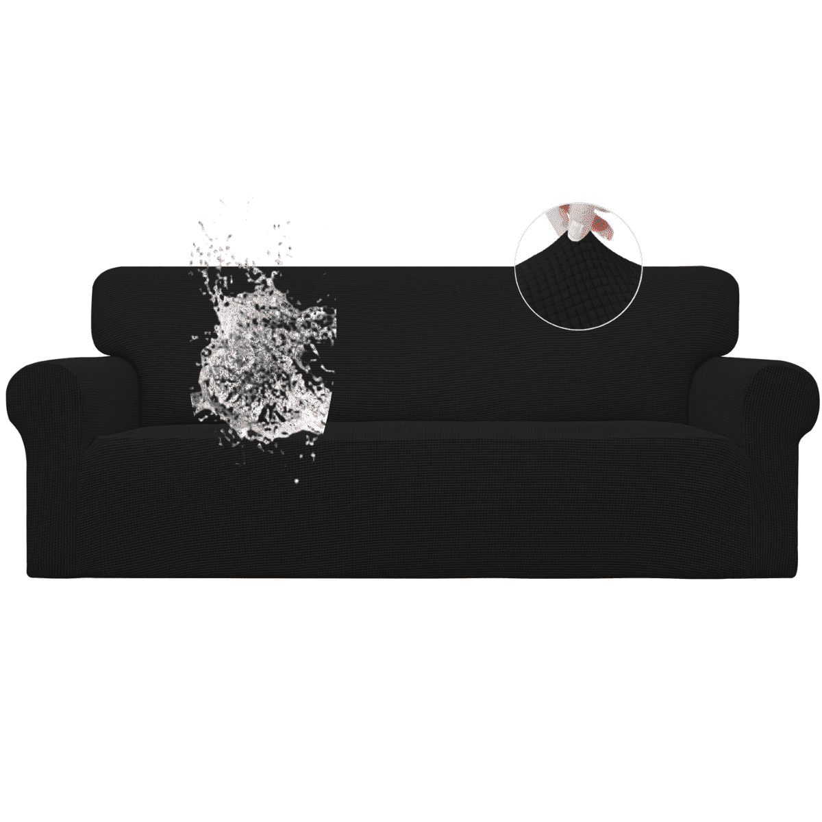 DUANJY Premium Water Repellent Sofa Cover, Stretch Sofa Couch Slipcover Furniture Protector, Small Checks Super Soft Fabric Couch Cover Black