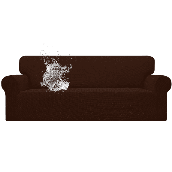 DUANJY Premium Water Repellent Sofa Cover, Stretch Sofa Couch Slipcover Furniture Protector, Small Checks Super Soft Fabric Couch Cover Brown