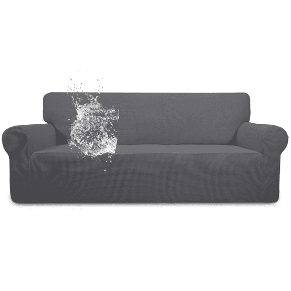 FTCBJJA Premium Water Repellent Sofa Cover, Stretch Sofa Couch Slipcover Furniture Protector, Small Checks Super Soft Fabric Couch Cover Gray