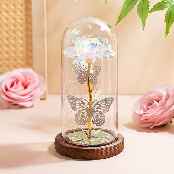FTCBJJA Preserved Rose Flower Qixi Galaxy Butterfly Colorful Flower Gifts Valentine's Day,Birthday Anniversary Wedding