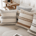 thumbnail image 1 of FTCBJJA Set of 2 Farmhouse Throw Pillow Covers 18x18 Striped Neutral Decorative Pillows Cushion Case for Sofa Couch Chair Bedroom Modern Decor, Gray and Off White, 1 of 5