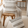 thumbnail image 1 of FTCBJJA Set of 2 Farmhouse Throw Pillow Covers 18x18 Striped Neutral Decorative Pillows Cushion Case for Sofa Couch Chair Bedroom Modern Decor, Khaki and Off White, 1 of 5