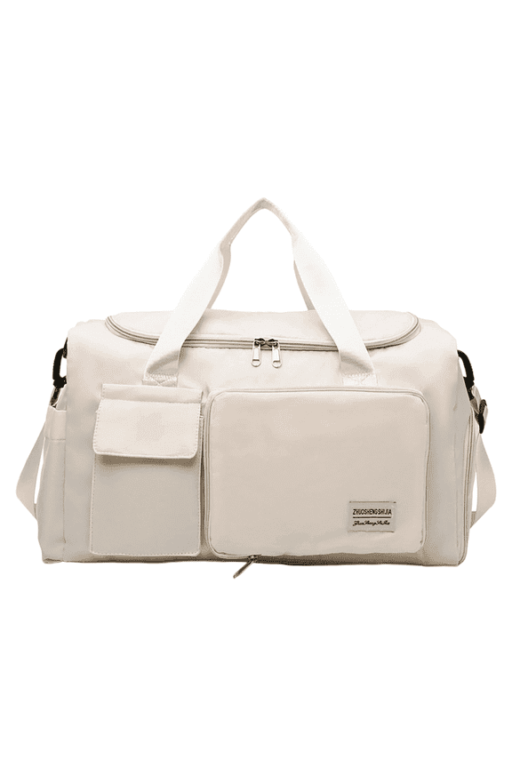 Sports Duffle Bag with Shoe Compartment and Wet Pocket, Multipurpose Lightweight Travel Backpack, Overnight Weekender Training Handbag Yoga Bag for Women and Men, White