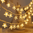 thumbnail image 1 of SPACEMUSE String Lights Star Shape Solar String Lights, Outdoor 22 FT 30 Led Waterproof Solar Powered Fairy Lights, 8 Modes Decorative Lights for Patio Wedding Christmas Party Warm White, 1 of 8