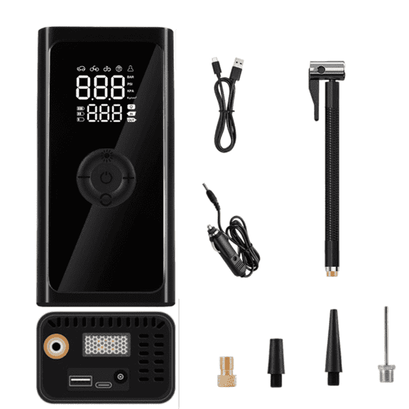 SPACEMUSE Tire Inflator Portable Air Compressor, 1500mAh & 150PSI Cordless Air Pump with Intelligent Digital Display Pressure Gauge and LED Light, Ball Pump for Car ,Motorcycle, Bicycle and Ball