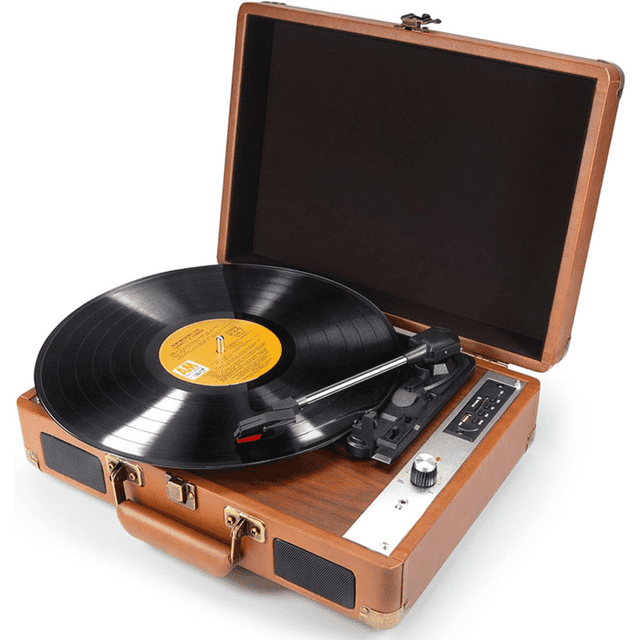 Turnadle FTCBJJA Vintage Portable Bluetooth Record Player with Built-in Speakers ...