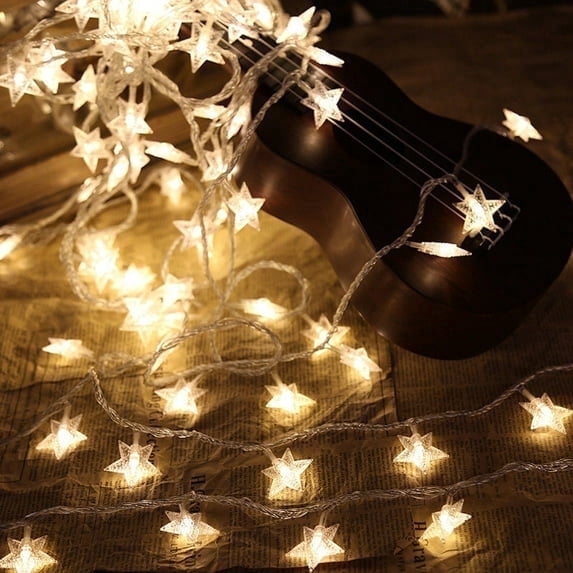 SPACEMUSE Warm White Star String Lights, 40 Led Star Plug in String Lights, for Christmas/Wedding/Party Indoor and Outdoor Decoration