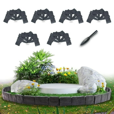 FTCBXT Edging for Landscaping,Landscape Edging Border, 24 Ft Plastic Garden Edging Border, Imitation Stone Fence for DIY Outdoor Yard Landscaping (30 Pcs, Black)