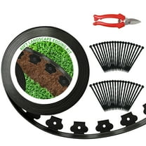 FTCBXT Landscape Edging Border 2 Inch Tall with 40-Pack Spiral Nylon Anchoring Spikes and 1 Scissor,Plastic Garden Edging Border for DIY Garden,Lawn Edging,Yard (40 FT)