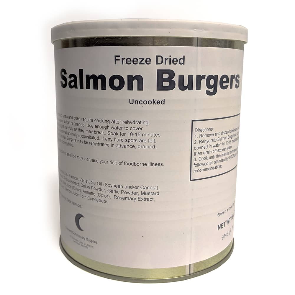 FTF Technologies Freeze Dried Salmon 25 Year Shelf Life 1 Gallon Can 12 Burgers