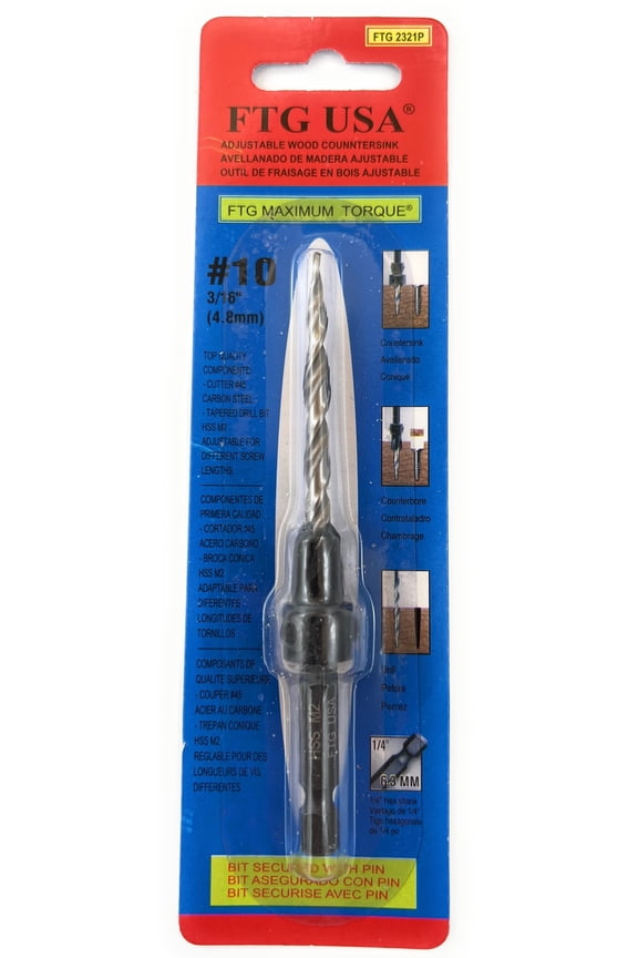 Countersink Drill Bit #10(3/16") HSS Tapered Drill Bit Countersink