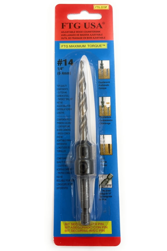 Countersink Drill Bit #14 (1/4") HSS Tapered Drill Bit Countersink