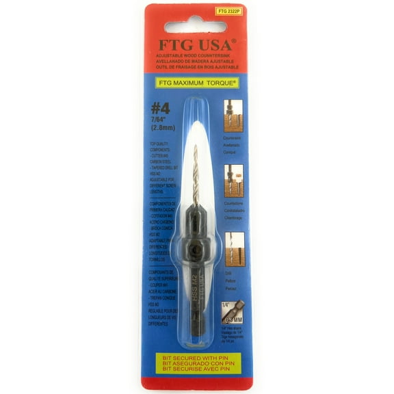FTG USA Countersink Drill Bit #4 (7/64") HSS Tapered Drill Bit Countersink