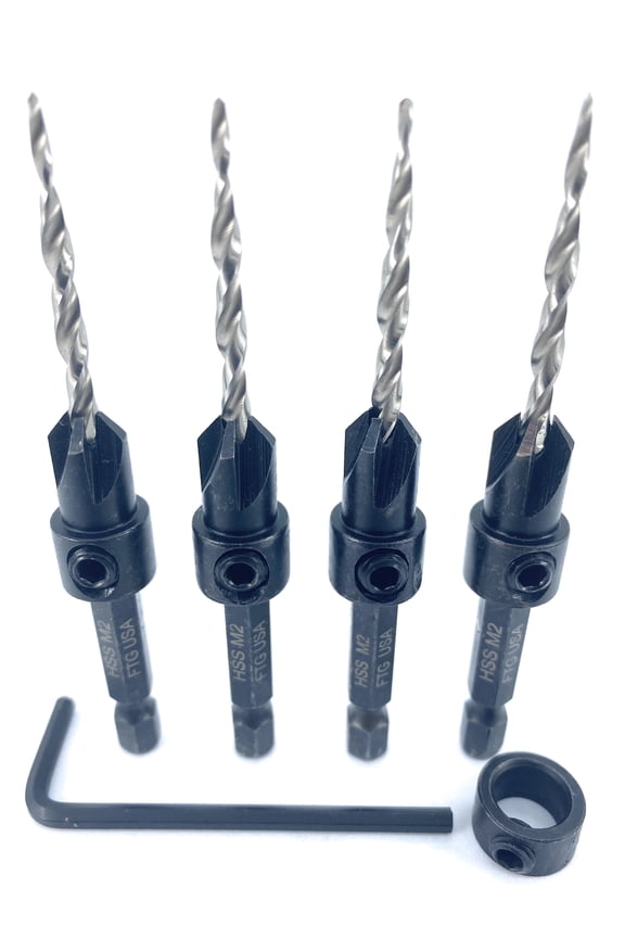 Countersink Drill Bit Set 4 Pc Tapered #6(9/64") Countersink Bit