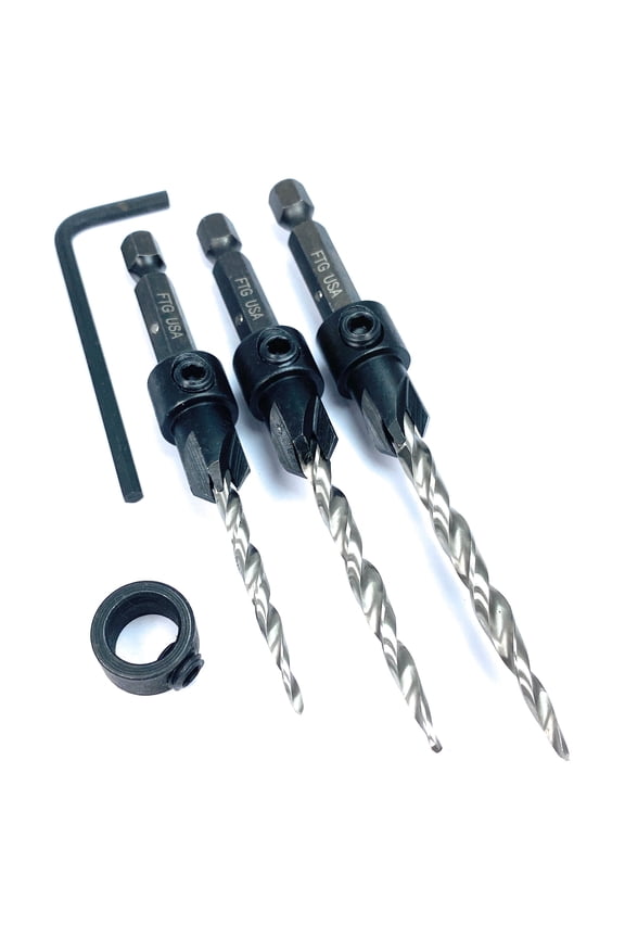 Countersink Drill Bit Set #6#8#10 Countersink Bit with Stop Collar