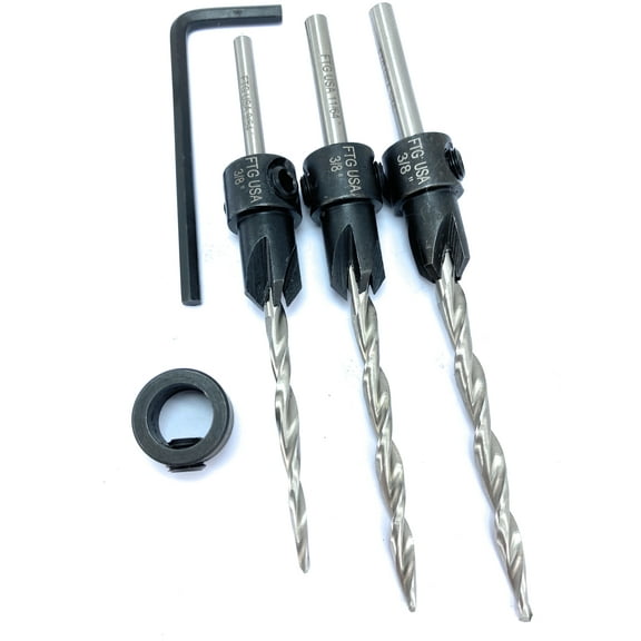 FTG USA Countersink Drill Bit Set #6#8#10 Straight Shank Countersink Bit
