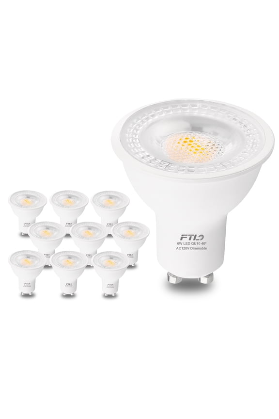 10-Pack GU10 Led Bulb 5000K Daylight White Dimmable Track Light Bulbs 6W 600LM 50W Halogen Replacement Bulbs for Spot Lighting, Ceiling Recessed Lighting