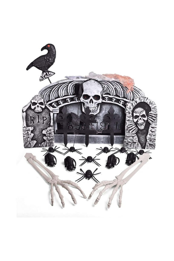 Pedestal and Accessories Off-White and Black Tombstones