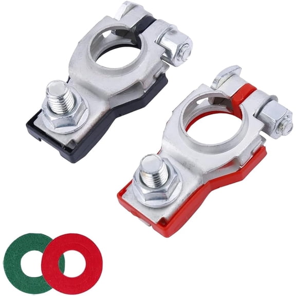 FTMUKF Battery Terminal Connector, Positive and Negative 1 Pair Battery Terminal Adapter Set, Top Post Battery Cable Terminal Connectors with 2 Washers, Fit for SUV Van Motorcycle