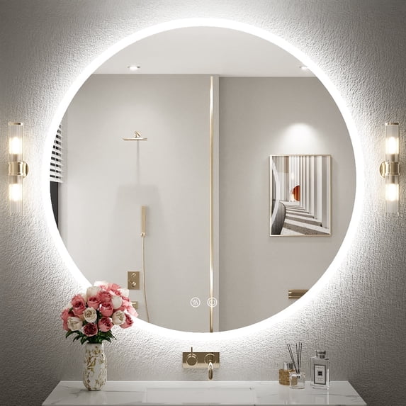 FTOTI 32 Inch LED Bathroom Mirror,Round Mirror,Round Bathroom Mirror ...