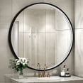 thumbnail image 1 of FTOTI 32" LED Black Frame Round Bathroom Mirror with Light,Wall Mounted Lighted Vanity Mirror, Anti-Fog & Dimmable Touch Switch, Waterproof IP54,90+ CRI, 1 of 8