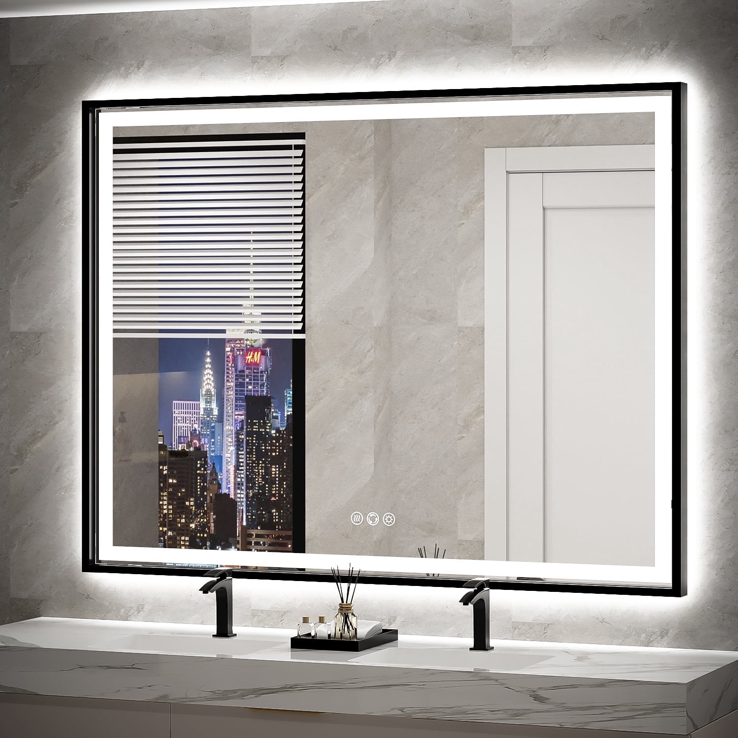 FTOTI Large LED Bathroom Mirror (40X30 Inch) - Front & Back Light ...