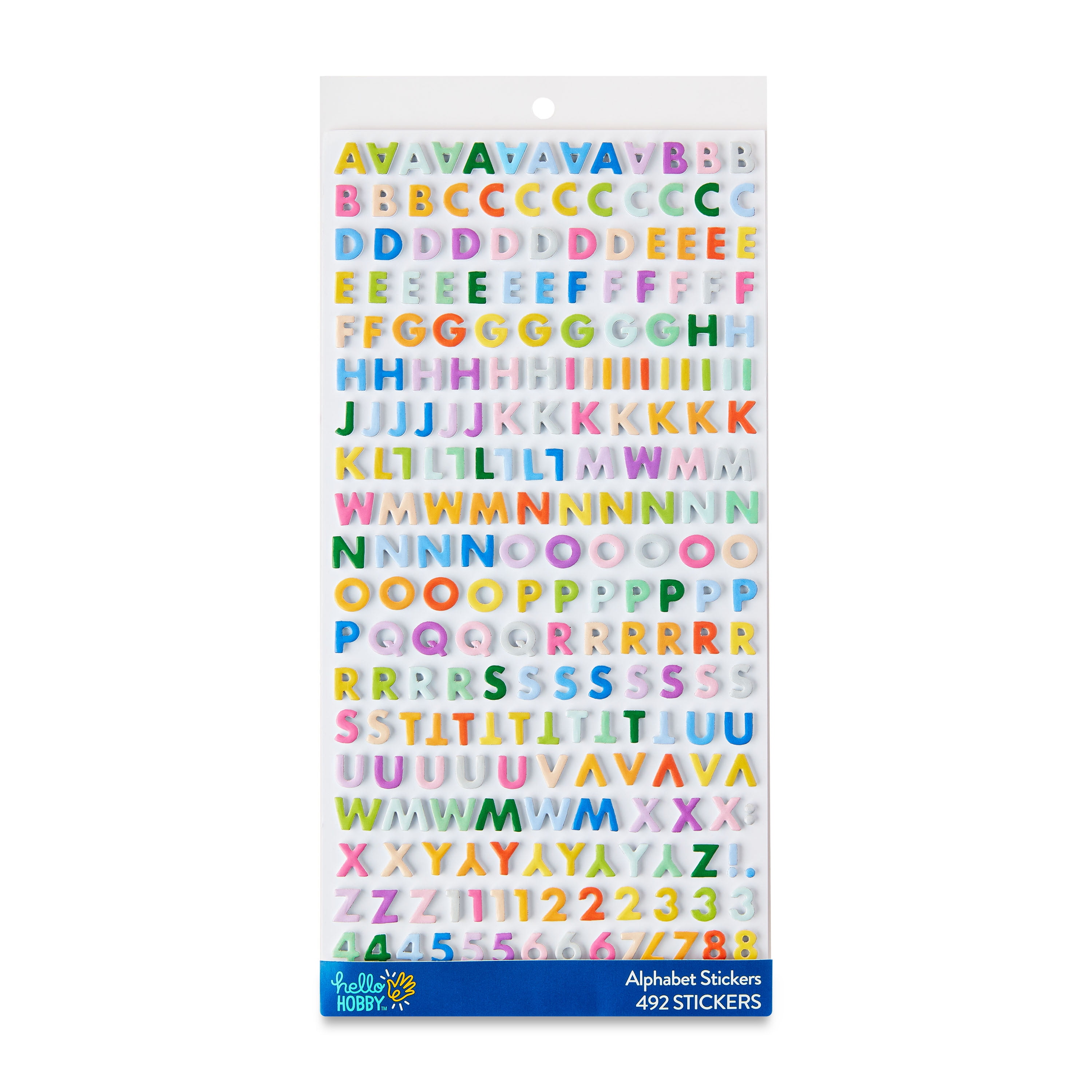 Hello Hobby Multicolor Printed Chipboard Alphabet Stickers, 492