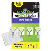 FrogTape reMOVEables Small Wire Hook, Clear, 4 Hooks and 8 Strips