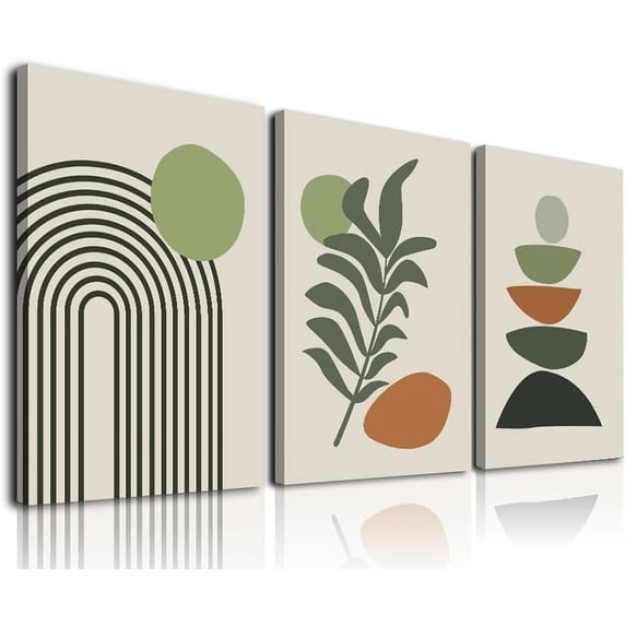 FTRUNCH Mid-Century 12" X 16" Framed Canvas Art Prints (Set of 3)