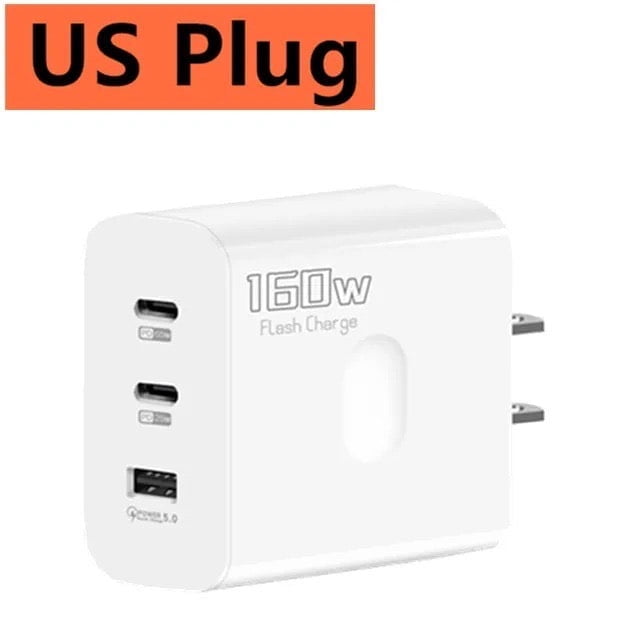 FTS 160W GaN USB-C Fast Charger Block, 6-Port Charging Station Hub with ...
