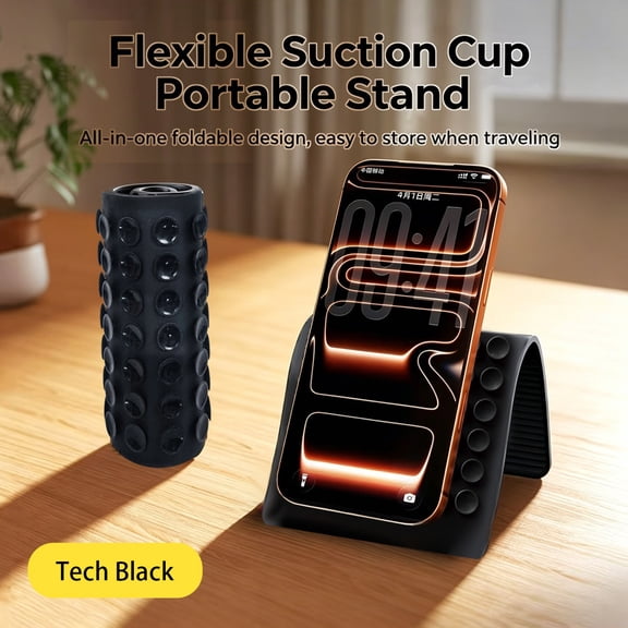 FTSO Portable Foldable Silicone Aluminum Phone Holder, 2026 New Flexible Silicone Phone Holder, Folded into Any Shape, Universal Adjustable Anti-Slip Desktop Mount for Home Office Travel (Orange)