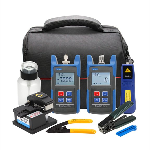 FTTH Fiber Cold Splicing Tool Kit Optical Power Meter Light Source Fiber Cleaver Tool Box Fiber Tool Kit ,Easy to Operate