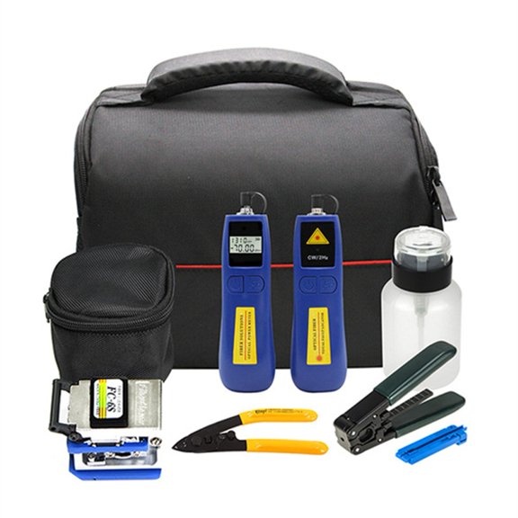 FTTH Optical Fiber Cold Splicing Tool Set Optical Power Meter Red Light Pen Optical Fiber Cleaver Tool Box Optical Fiber Tool Kit ,Easy to Operate