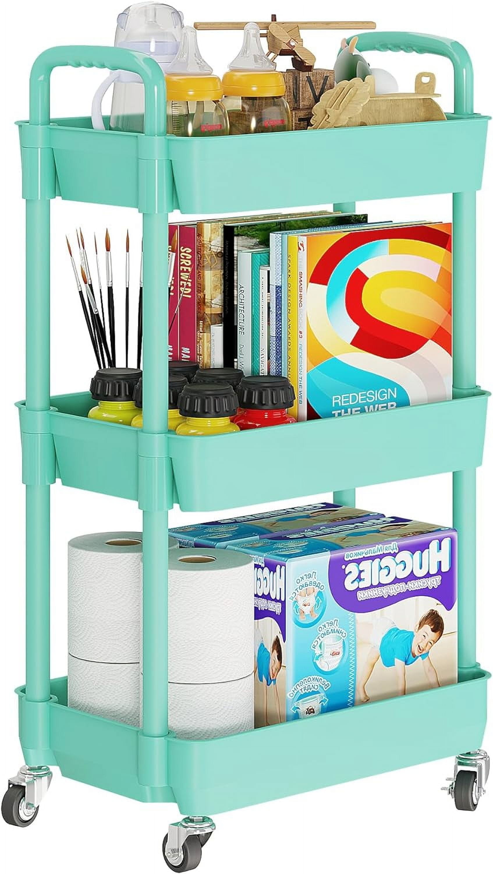 FTUVYIBOPM 3-Tier Storage Cart Multifunction Storage Organizer Mobile ...