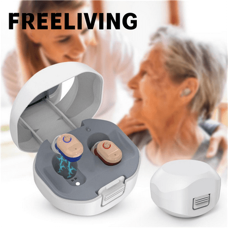 FTV Hearing Amplifiers Rechargeable, Noise Reduction In-Ear Digital for Seniors, Enhances Speech and Audio Personal Sound Amplifiers with Portable Charging Case, Both Ears