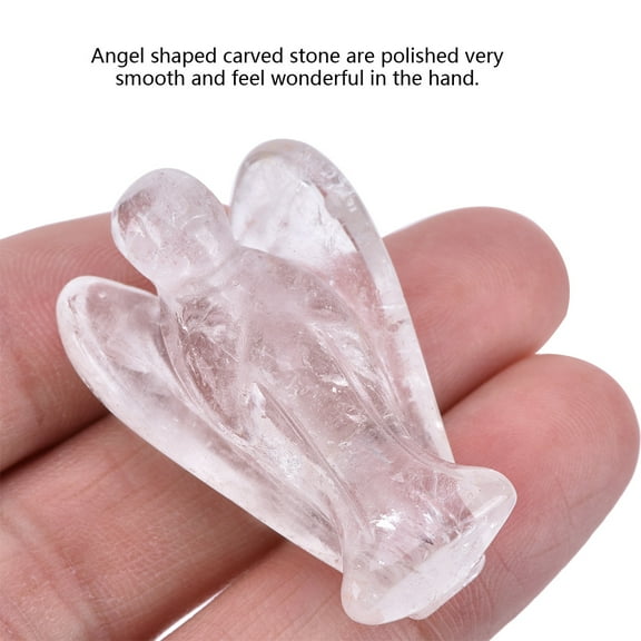 FTVOGUE Crystal Angel Figurine, Angel Figurine,Beautiful Natural Clear Quartz Crystal Healing Power Carved Angel Figurine