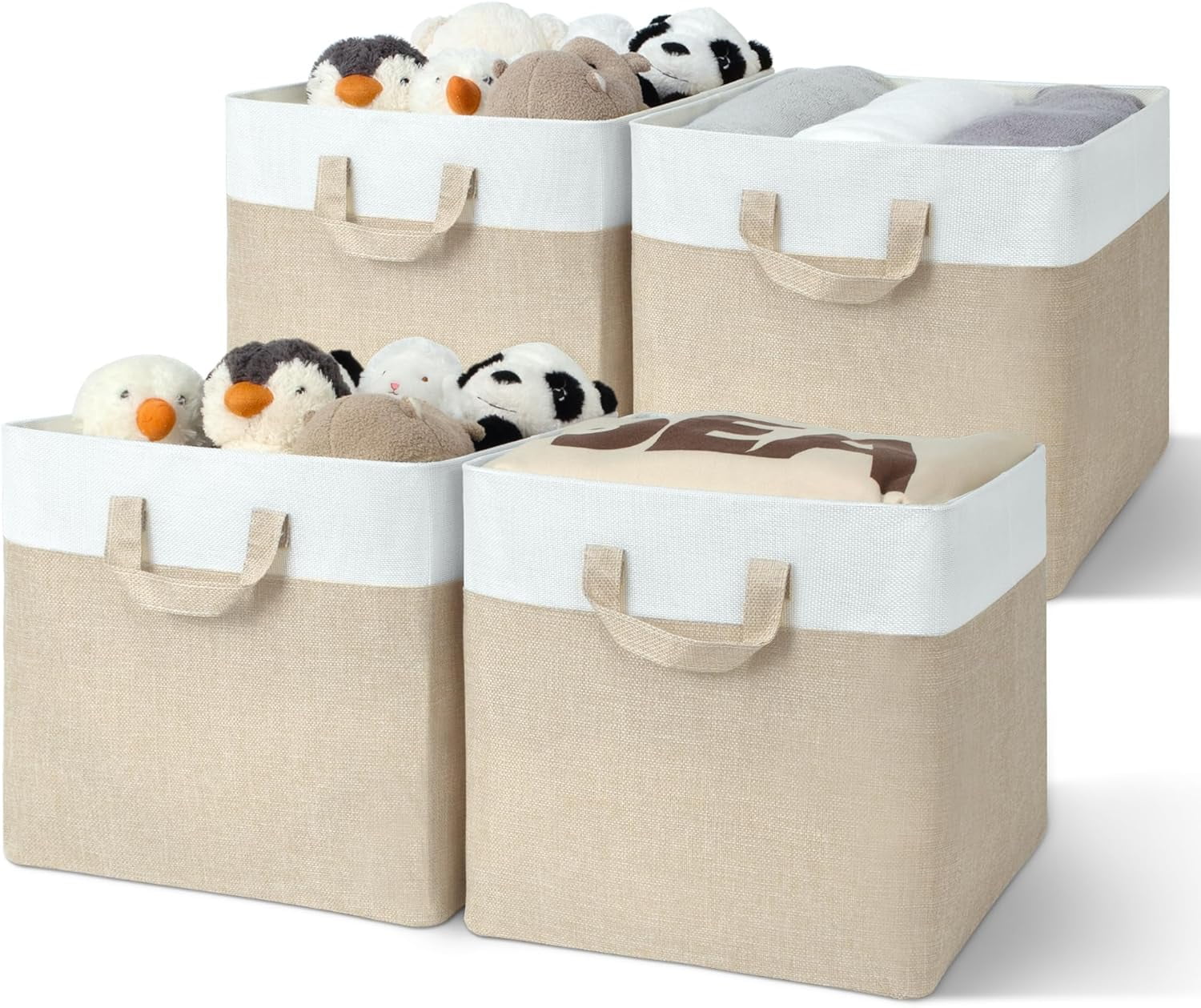 fhduf 11x11 Storage Cubes Cube Storage Bins with Metal Frame Foldable
