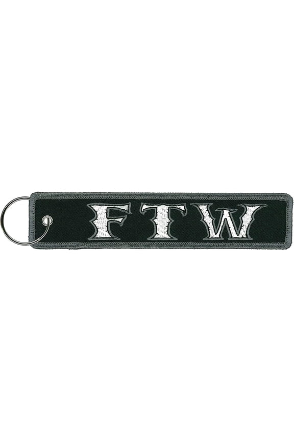 FTW For The Win, FOB KEYCHAIN - Double Sided High-Quality Full Thread Embroidered Rayon Biker FOB Keychain - 1.25" x 6.2"