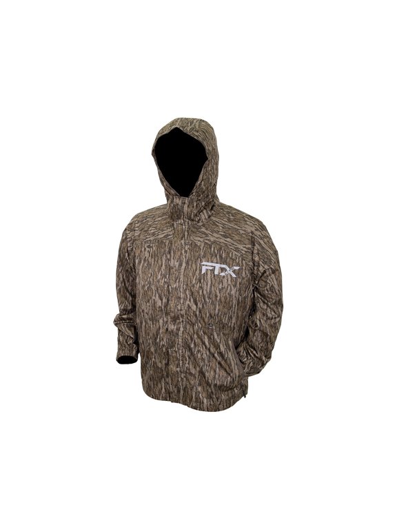 FTX Lite Rain Jacket for Men with 10K Water Holdout & MVTR Breathability, Mossy Oak Bottomland, Large