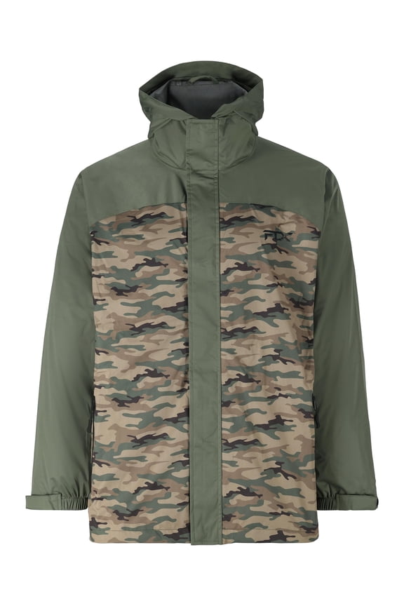 FTX Lite Rain Jacket for Men with 10K Water Holdout & MVTR Breathability, Woodland ,l Large