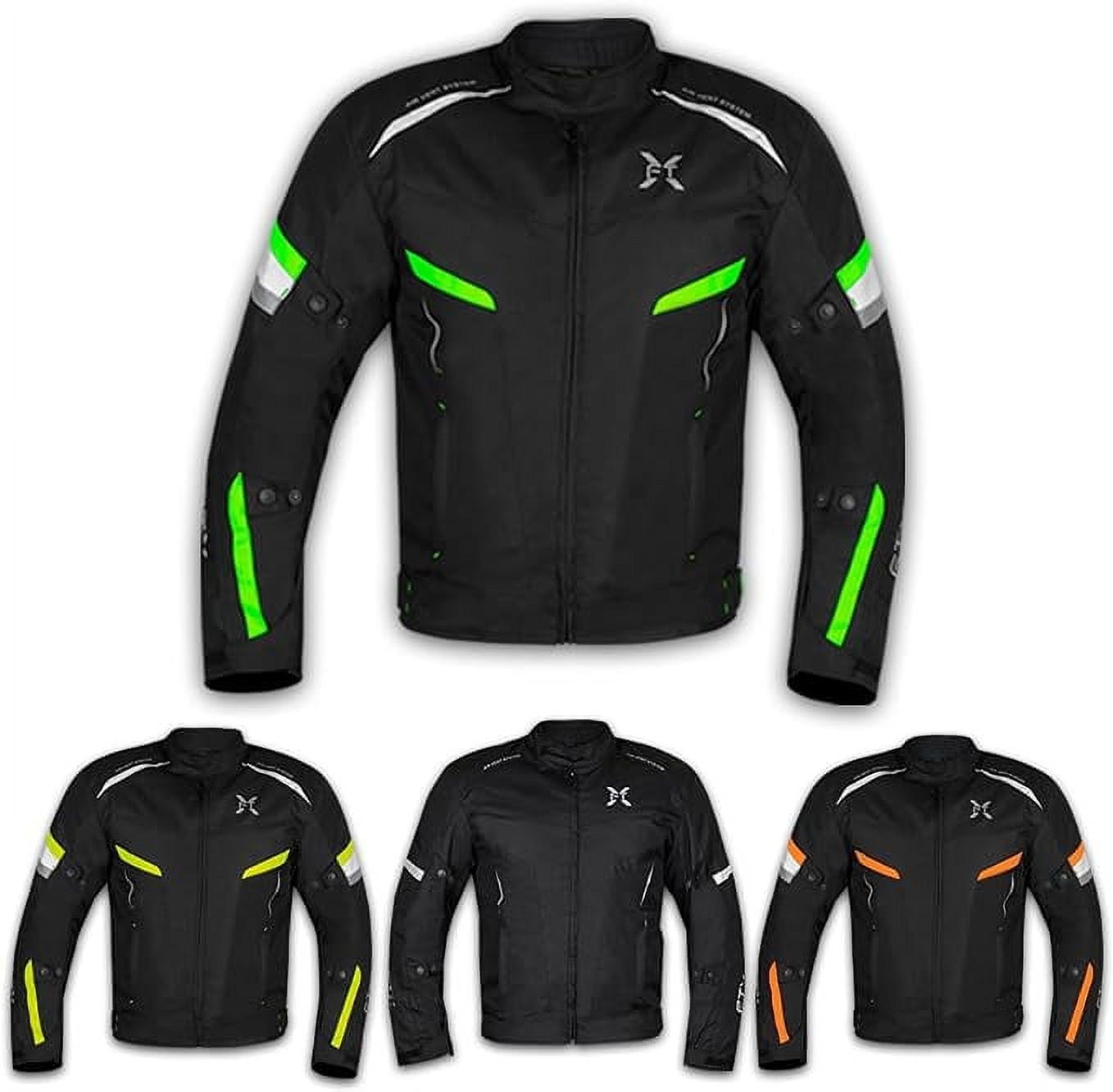 FTX Motorcycle Jacket For Men Waterproof Riding Jacket Textile Windproof Men's Safety Jacket Textile Motorbike CE Armored All Season Hi-Vis Reflective Jacket (Black/Yellow Fluorescent, xx_l)