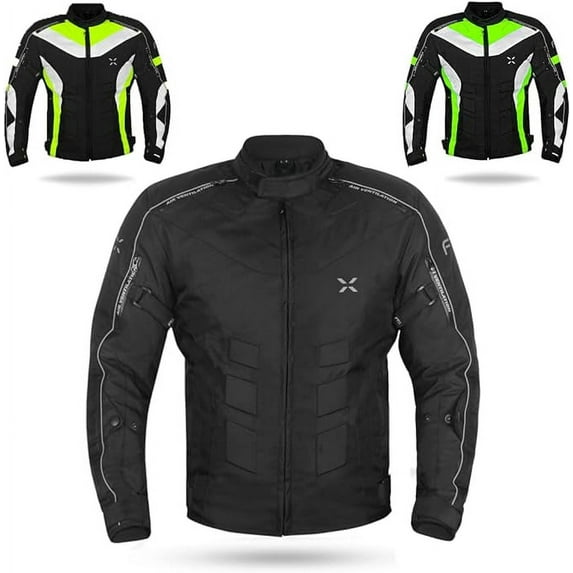 FTX Motorcycle Jacket for Mens Dual Sports Motocross Racing Biker Riding CE Armored Waterproof All-Weather (Medium, Black)