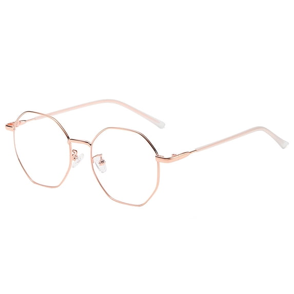 FTsdfkl 14cm Hexagonal Metal Frame Blue Light Blocking Glasses, Lightweight Unisex Eyewear For Daily Office Reading